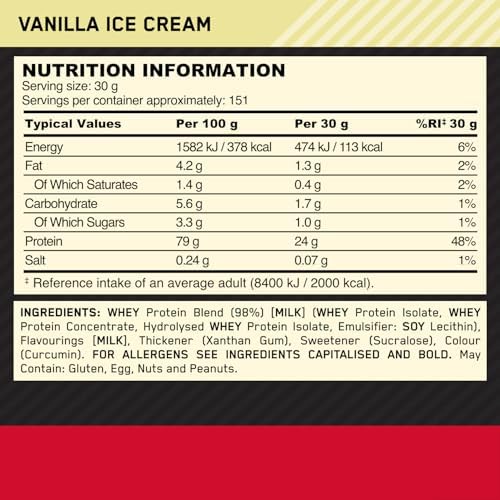 Optimum Nutrition Gold Standard 100  Whey Protein Powder  Vanilla Ice Cream  10 Pound   Pack of 2    Packaging May Vary 