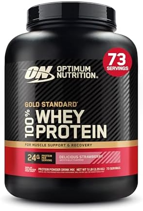 Optimum Nutrition Gold Standard 100  Whey Protein Powder  Vanilla Ice Cream  10 Pound   Pack of 2    Packaging May Vary 