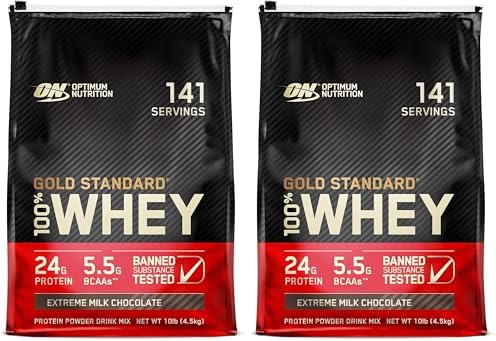 Optimum Nutrition Gold Standard 100  Whey Protein Powder  Vanilla Ice Cream  10 Pound   Pack of 2    Packaging May Vary 