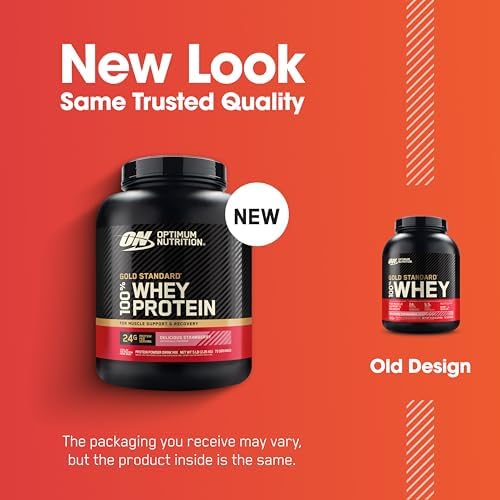 Optimum Nutrition Gold Standard 100  Whey Protein Powder  Delicious Strawberry  5 Pound  Packaging May Vary 