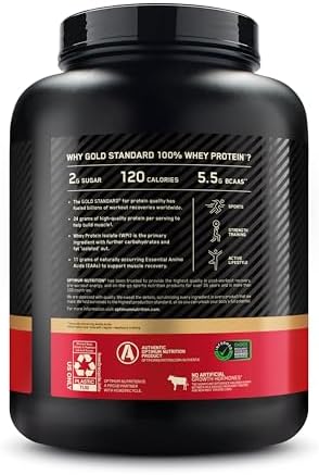 Optimum Nutrition Gold Standard 100  Whey Protein Powder  Delicious Strawberry  5 Pound  Packaging May Vary 
