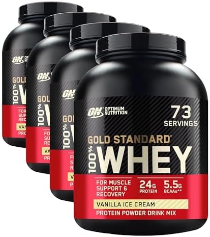Optimum Nutrition Gold Standard 100  Whey Protein Powder  Vanilla Ice Cream  5 Pound  Packaging May Vary 