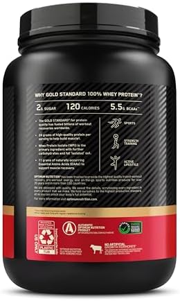 Optimum Nutrition Gold Standard 100  Whey Protein Powder  Double Rich Chocolate 1 98 Pound  Packaging May Vary 