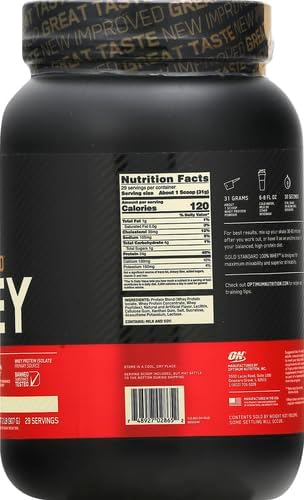 Optimum Nutrition Gold Standard 100  Whey Protein Powder  Double Rich Chocolate 1 98 Pound  Packaging May Vary 