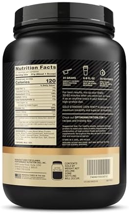 Optimum Nutrition Gold Standard 100  Whey Protein Powder  Double Rich Chocolate 1 98 Pound  Packaging May Vary 