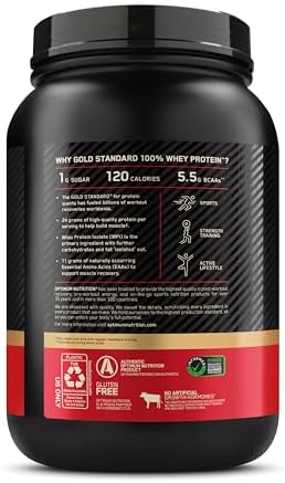 Optimum Nutrition Gold Standard 100  Whey Protein Powder  Double Rich Chocolate 1 98 Pound  Packaging May Vary 