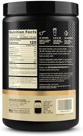 Optimum Nutrition Gold Standard 100  Whey Protein Powder  Double Rich Chocolate 1 98 Pound  Packaging May Vary 