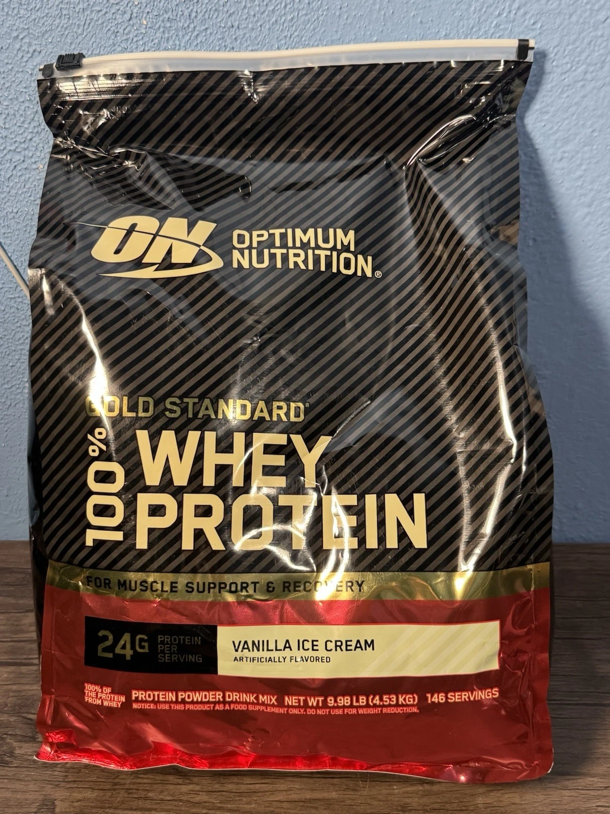 Optimum Nutrition Gold Standard 100  Whey Protein Powder  Vanilla Ice Cream 10LB
