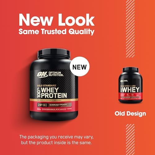 Optimum Nutrition Gold Standard 100  Whey Protein Powder  Extreme Milk Chocolate  5 Pound  Packaging May Vary 