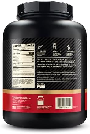 Optimum Nutrition Gold Standard 100  Whey Protein Powder  Vanilla Ice Cream  5 Pound  Packaging May Vary