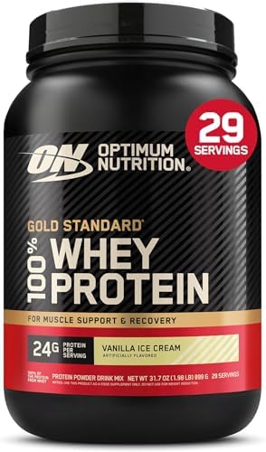 Optimum Nutrition Gold Standard 100  Whey Protein Powder  Vanilla Ice Cream  5 Pound  Packaging May Vary