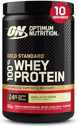 Optimum Nutrition Gold Standard 100  Whey Protein Powder  Vanilla Ice Cream  5 Pound  Packaging May Vary