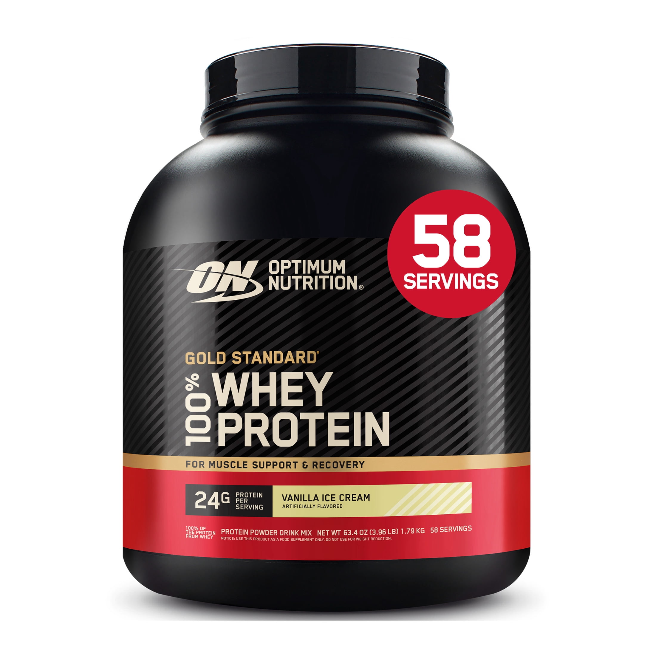 Optimum Nutrition Gold Standard 100  Whey Protein Powder  Vanilla Ice Cream  3 96 lb