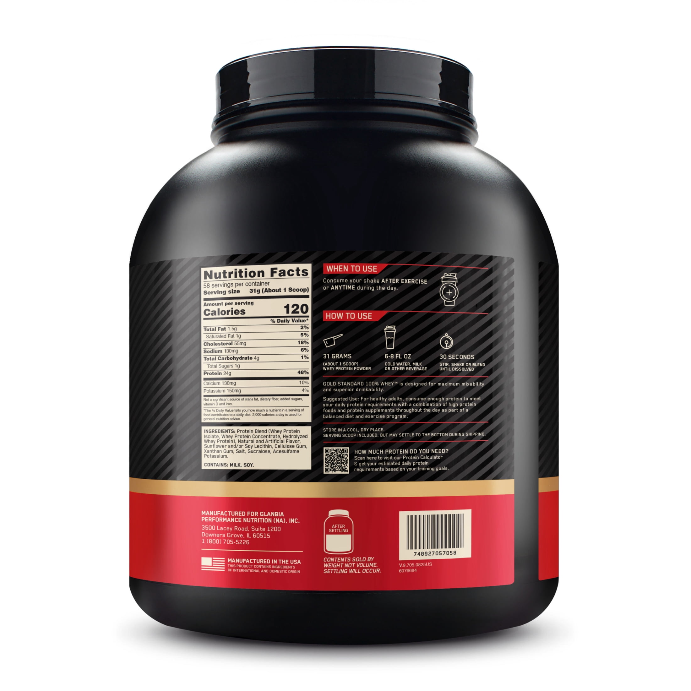 Optimum Nutrition Gold Standard 100  Whey Protein Powder  Vanilla Ice Cream  3 96 lb