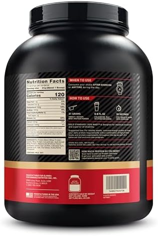 Optimum Nutrition Gold Standard 100  Whey Protein Powder  Vanilla Ice Cream  5 Pound  Packaging May Vary 