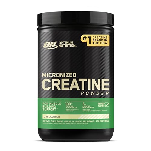 Optimum Nutrition Creatina Micronizada Monohidrato en polvo, sin sabor, amistoso con Keto, 120 porciones (el embalaje puede variar)