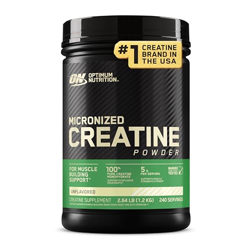 Optimum Nutrition Creatina Micronizada Monohidrato en polvo, sin sabor, amistosa con Keto, 240 porciones (el embalaje puede variar)