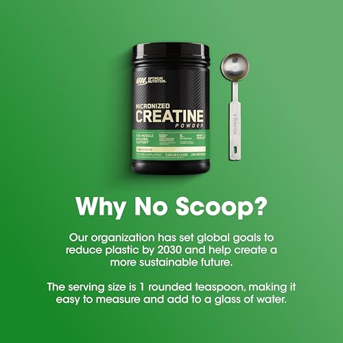 Optimum Nutrition Creatina Micronizada Monohidrato en polvo, sin sabor, amistosa con Keto, 240 porciones (el embalaje puede variar)