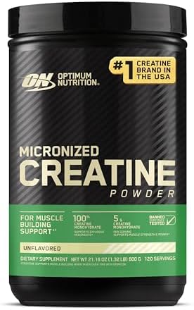 Optimum Nutrition Micronized Creatine Monohydrate Powder  Unflavored  120 Servings  600 Grams  Packaging May Vary