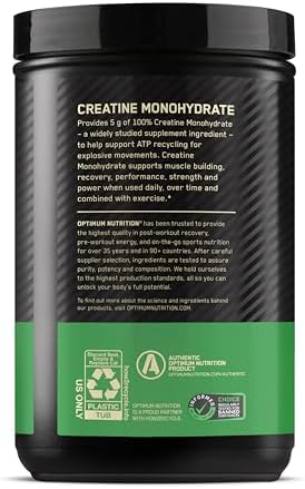 Optimum Nutrition Micronized Creatine Monohydrate Powder  Unflavored  120 Servings  600 Grams  Packaging May Vary