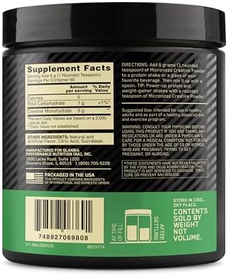 Optimum Nutrition Micronized Creatine Monohydrate Powder  Blueberry Lemonade Creatine  60 Servings  360 Grams  Packaging May Vary 