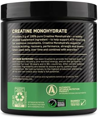 Optimum Nutrition Micronized Creatine Monohydrate Powder  Blueberry Lemonade Creatine  60 Servings  360 Grams  Packaging May Vary 