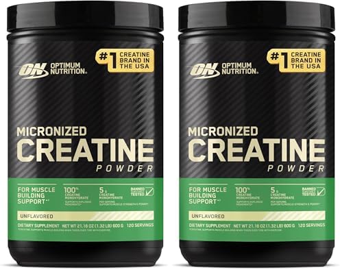 Optimum Nutrition Micronized Creatine Monohydrate Powder  Unflavored  120 Servings  600 Grams  Packaging May Vary   Pack of 2