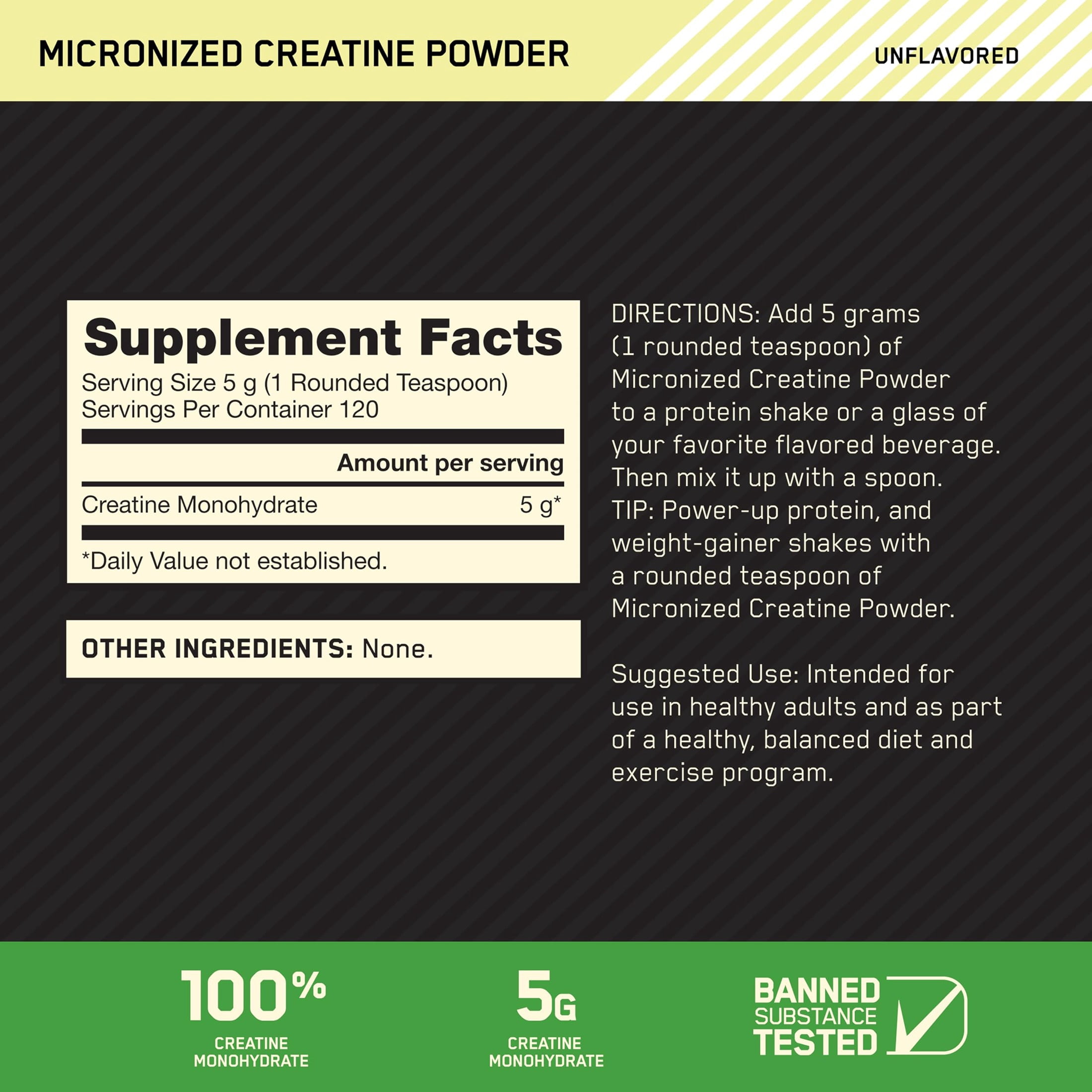 Optimum Nutrition Micronized Creatine Powder  120 Servings