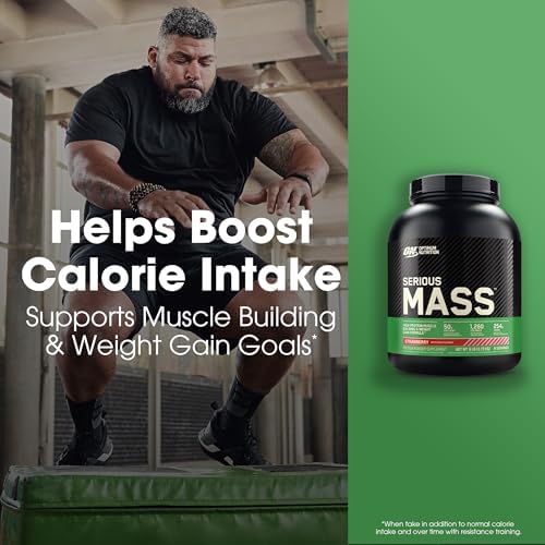 Optimum Nutrition Serious Mass  Weight Gainer Protein Powder  Mass Gainer  Vitamin C and Zinc for Immune Support  Creatine  Strawberry  6 Pound  Packaging May Vary 