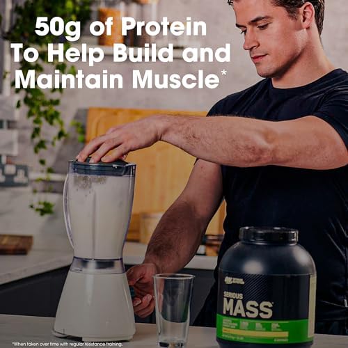 Optimum Nutrition Serious Mass  Weight Gainer Protein Powder  Mass Gainer  Vitamin C and Zinc for Immune Support  Creatine  Strawberry  6 Pound  Packaging May Vary 
