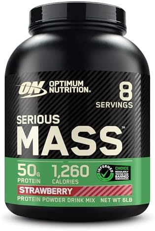 Optimum Nutrition Serious Mass  Weight Gainer Protein Powder  Mass Gainer  Vitamin C and Zinc for Immune Support  Creatine  Chocolate  6 Pound  Packaging May Vary 