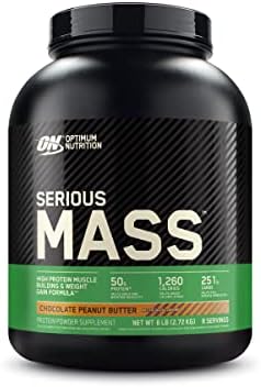 Optimum Nutrition Serious Mass  Weight Gainer Protein Powder  Mass Gainer  Vitamin C and Zinc for Immune Support  Creatine  Chocolate  6 Pound  Packaging May Vary 
