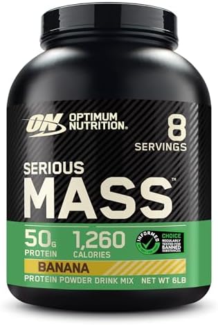 Optimum Nutrition Serious Mass  Weight Gainer Protein Powder  Mass Gainer  Vitamin C and Zinc for Immune Support  Creatine  Chocolate  6 Pound  Packaging May Vary 