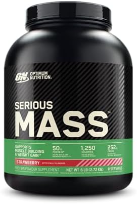 Optimum Nutrition Serious Mass  Weight Gainer Protein Powder  Mass Gainer  Vitamin C and Zinc for Immune Support  Creatine  Strawberry  12 Pound  Packaging May Vary 