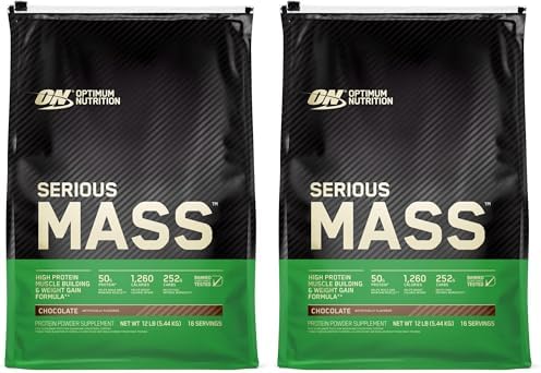 Optimum Nutrition Serious Mass  Weight Gainer Protein Powder  Mass Gainer  Vitamin C and Zinc for Immune Support  Creatine  Strawberry  12 Pound  Packaging May Vary 