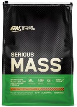 Optimum Nutrition Serious Mass  Weight Gainer Protein Powder  Mass Gainer  Vitamin C and Zinc for Immune Support  Creatine  Strawberry  12 Pound  Packaging May Vary 