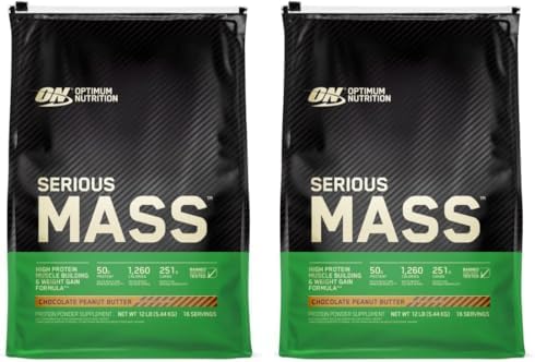 Optimum Nutrition Serious Mass  Weight Gainer Protein Powder  Mass Gainer  Vitamin C and Zinc for Immune Support  Creatine  Strawberry  12 Pound  Packaging May Vary 