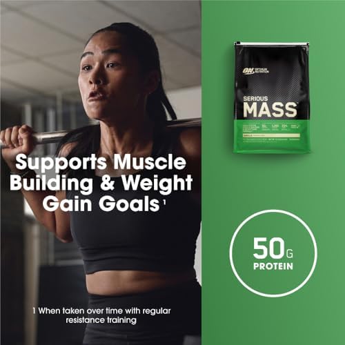 Optimum Nutrition Serious Mass Weight Gainer Protein Powder  Vitamin C and Zinc for Immune Support  Vanilla  12 Pound  Packaging May Vary 