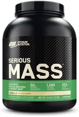 Optimum Nutrition Serious Mass Weight Gainer Protein Powder  Vitamin C and Zinc for Immune Support  Vanilla  12 Pound  Packaging May Vary 