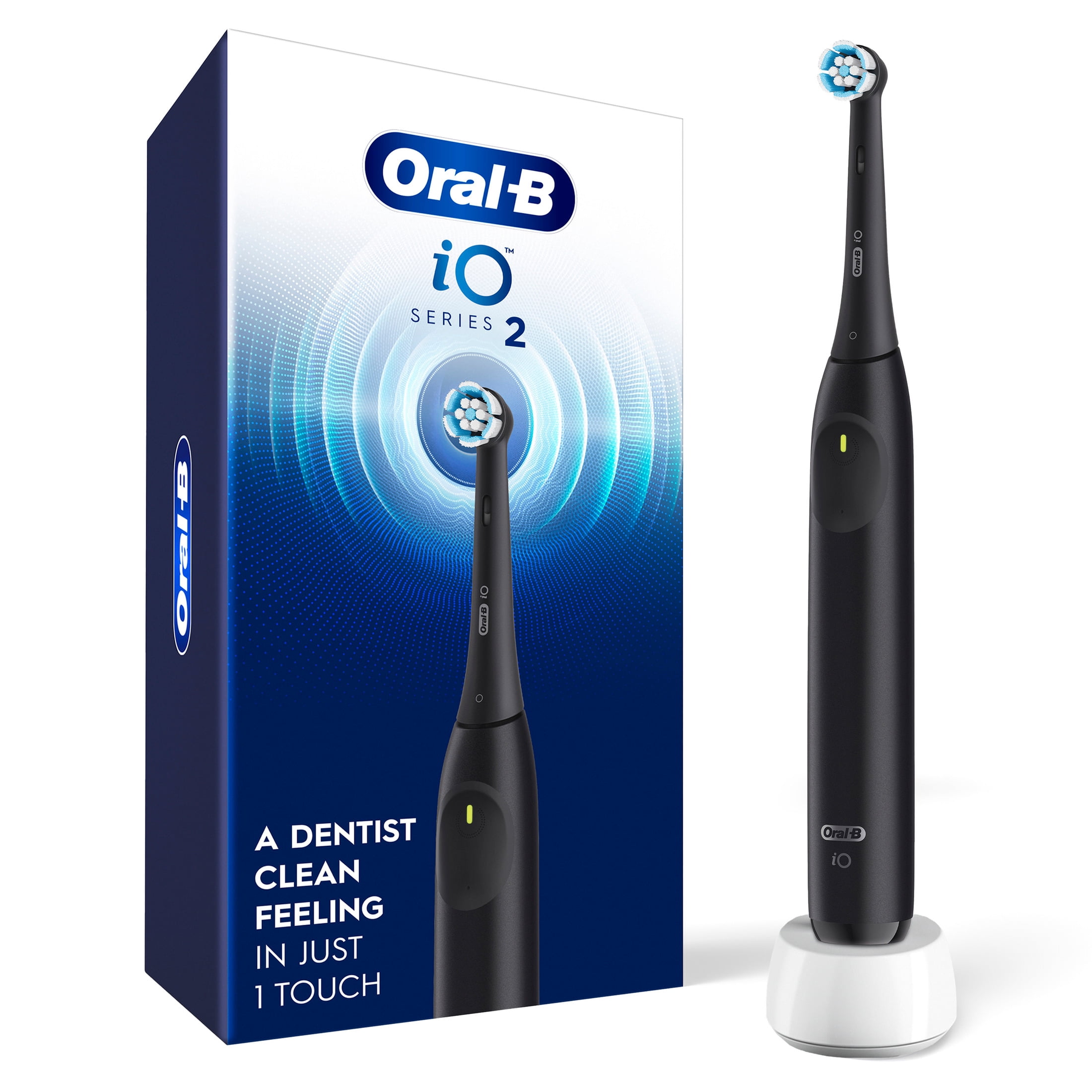 Oral B Toothbrush  iO Series 2 Rechargeable Electric Toothbrush for Adults & Kids 3   Night Black  1 Gentle Care Brush Head
