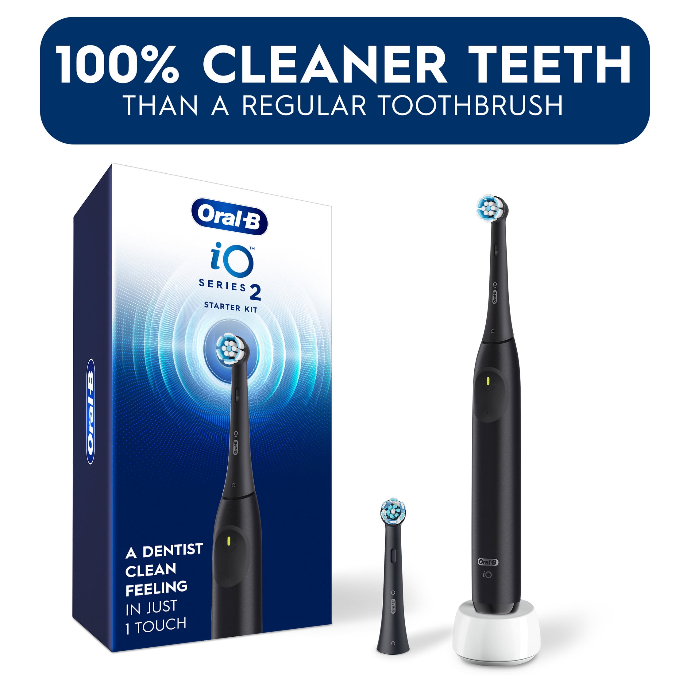 Oral B Toothbrush  iO Series 2 Rechargeable Electric Toothbrush for Adults & Kids 3   Night Black  1 Gentle Care Brush Head