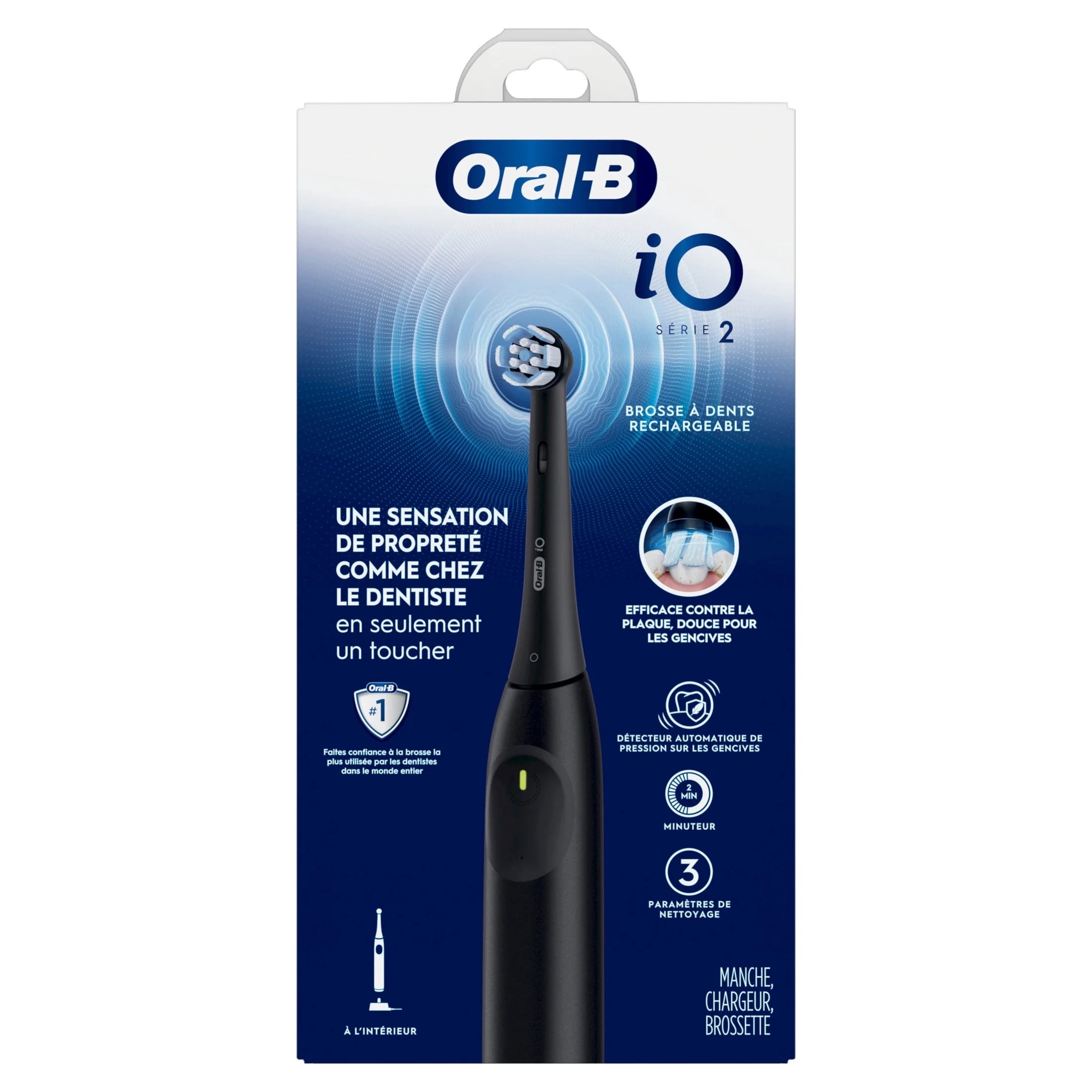 Oral B Toothbrush  iO Series 2 Rechargeable Electric Toothbrush for Adults & Kids 3   Night Black  1 Gentle Care Brush Head