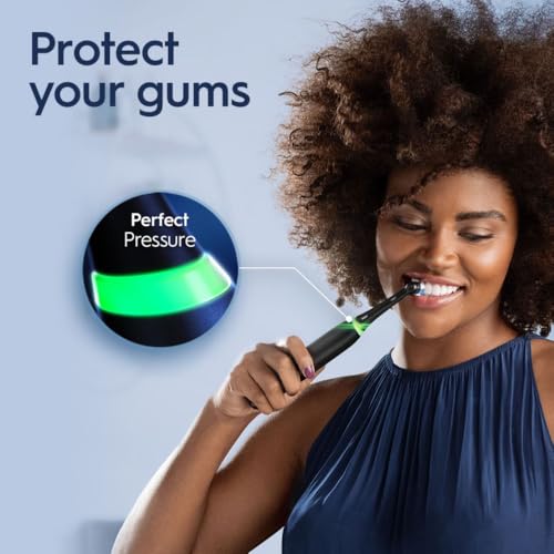 Oral B iO Deep Clean   Whiten Rechargeable Electric Toothbrush with Visible Pressure Sensor  2 Minute Timer  5 Cleaning Settings  1 iO5 Limited  3 Toothbrush Heads  Travel Case & Refill Holder  Black