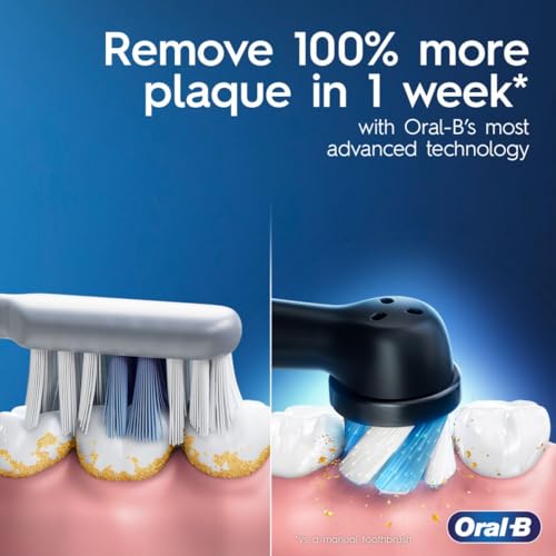 Oral B iO Deep Clean   Whiten Rechargeable Electric Toothbrush with Visible Pressure Sensor  2 Minute Timer  5 Cleaning Settings  1 iO5 Limited  3 Toothbrush Heads  Travel Case & Refill Holder  Black