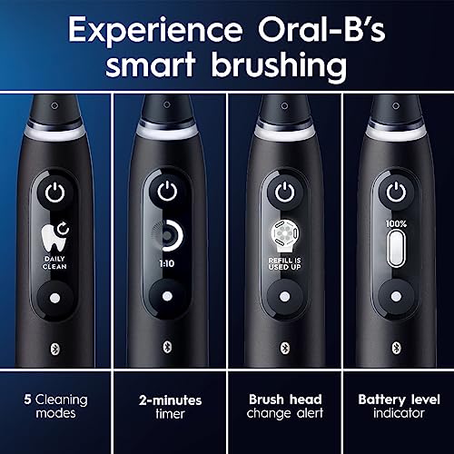 Oral B iO Deep Clean   Protect Rechargeable Electric Toothbrush  Black with a iO Series 7 Toothbrush  2 Replacement Brush Heads  and a Charging Travel Case