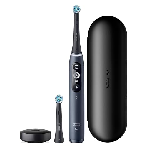 Oral B iO Deep Clean   Protect Rechargeable Electric Toothbrush  Black with a iO Series 7 Toothbrush  2 Replacement Brush Heads  and a Charging Travel Case