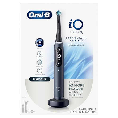 Oral B iO Deep Clean   Protect Rechargeable Electric Toothbrush  Black with a iO Series 7 Toothbrush  2 Replacement Brush Heads  and a Charging Travel Case