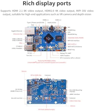 Orange Pi 5 Pro 16GB LPDDR5 RK3588S Single Board Computer  8 Core 64 Bit 8K Video Decoding 2 4GHz Frequency WiFi Bluetooth Open Source Board Run Orange Pi OS  Android  Debian  Ubuntu