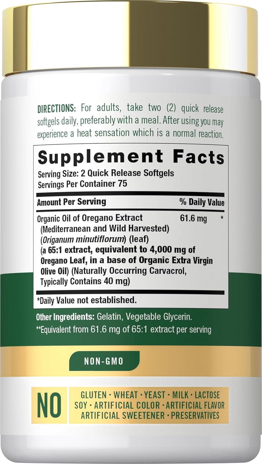 Oregano Oil Capsules   4000 mg   150 Softgels for Men and Women   by Carlyle