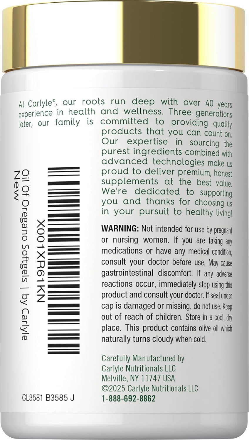 Oregano Oil Capsules   4000 mg   150 Softgels for Men and Women   by Carlyle